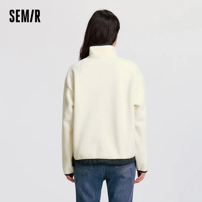 Semir Tops for Woman Fleece Warm Embroidered 2025 Winter Fall Clothes Sweatshirt Soft Fleece Warm Loose Fit Daily Wear 2025 New