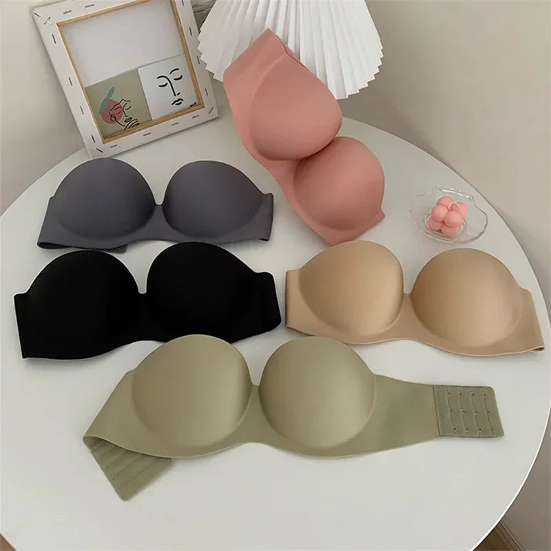 Women Sexy Strapless Bra Push Up Padded Bras Female Underwear Seamless Invisible Bralette Without Straps Ladies Lingerie Bras