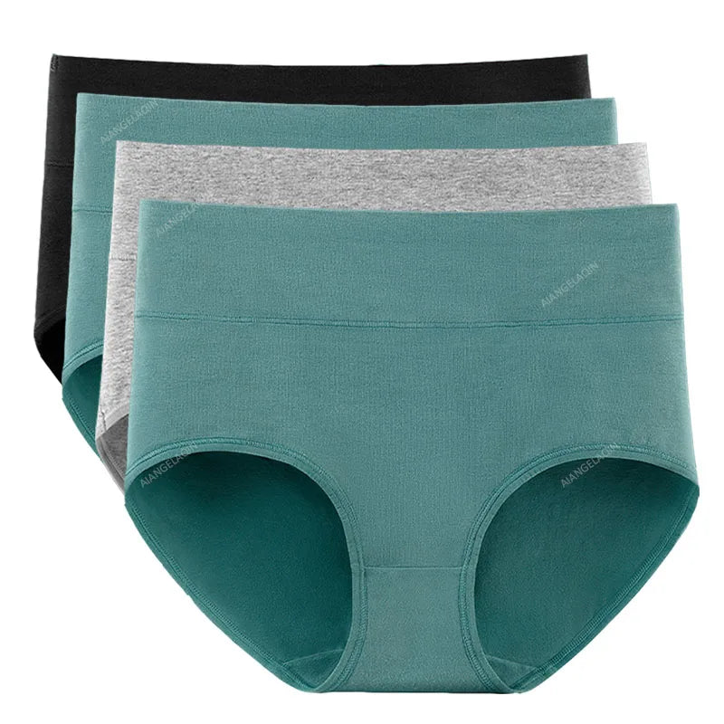 New 4Pcs/Lot High Waist Panties Women Underwear Plus Size Cotton Briefs Girls Shapers Abdominal Underpants Female Sexy Lingeries
