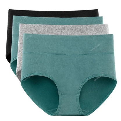New 4Pcs/Lot High Waist Panties Women Underwear Plus Size Cotton Briefs Girls Shapers Abdominal Underpants Female Sexy Lingeries