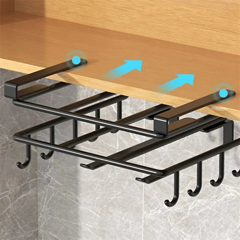 Kitchen Organizer Rack - Stainless Steel Hanging Kitchen Rack with Hooks for Cutting Board, Paper Towel & Pot Lid Storage