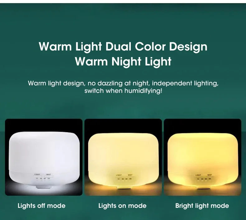 500ML Essential Oil Diffuser - Mini Aroma Humidifier with Colorful Night Lights