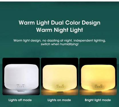 500ML Essential Oil Diffuser - Mini Aroma Humidifier with Colorful Night Lights