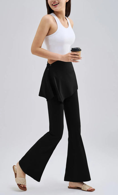 High Waist Flared Yoga Pants Women's Butt Lifting Fake Two Piece Leggings Workout Skirt Pilates Fitness Running Workout Pants
