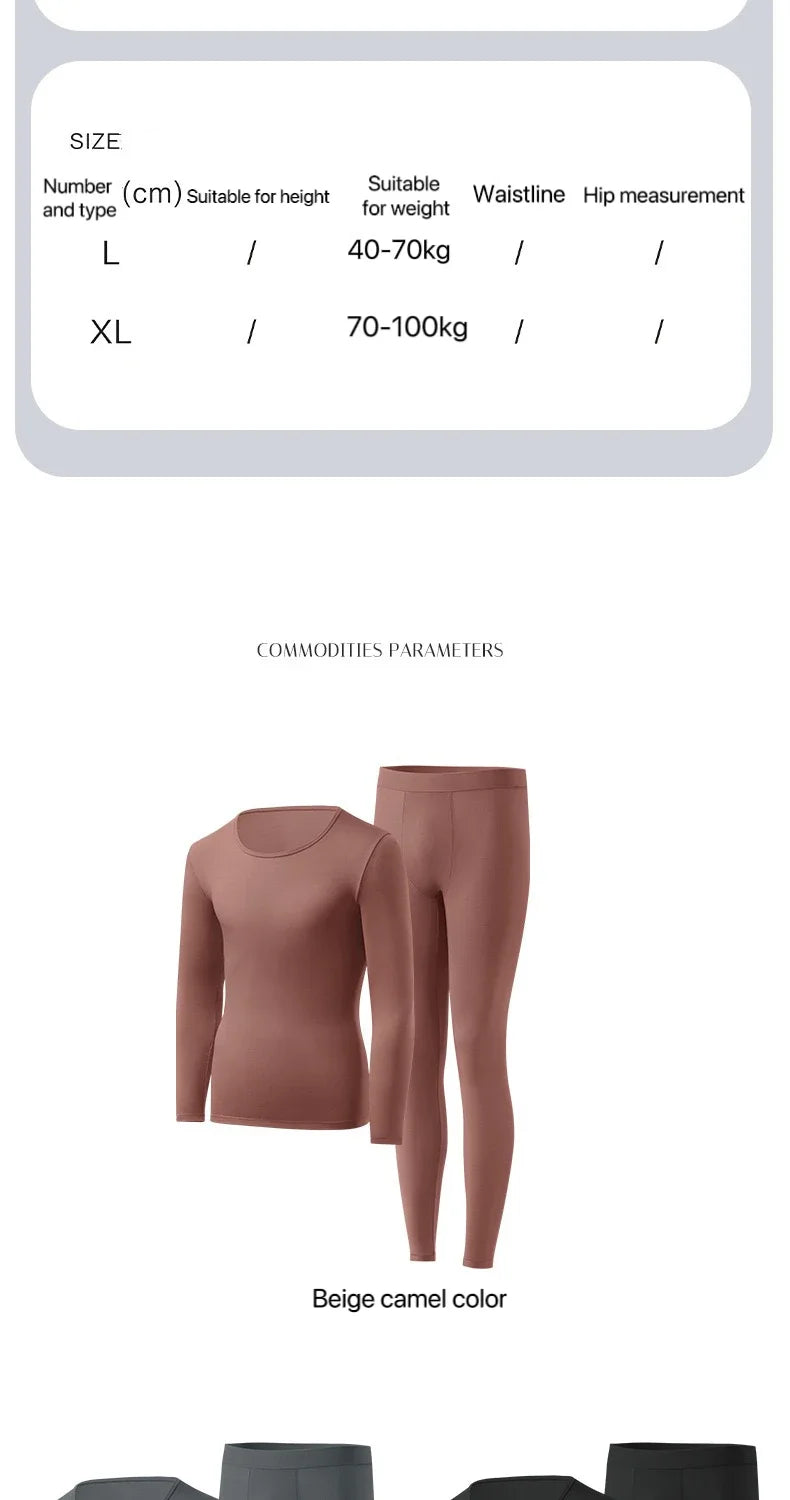 1pcs Men's Ultrathin Thermal Underwear High elasticity Plus Size Constant Temperature Seamless Long Sleeve Bottoming Set