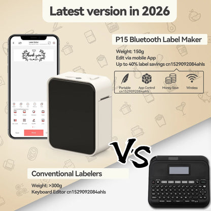 Wireless Bluetooth Label Printer Portable Thermal Printer Marklife P15 Inkless Labeling Machine Mini Label Maker P15 Sticker