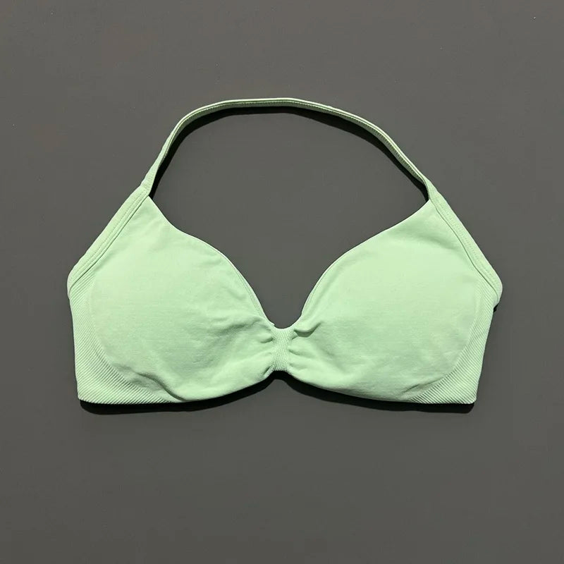 Impact Sports Bra - Seamless Yoga Halter Top for Women | High Support Fitness Workout Bra