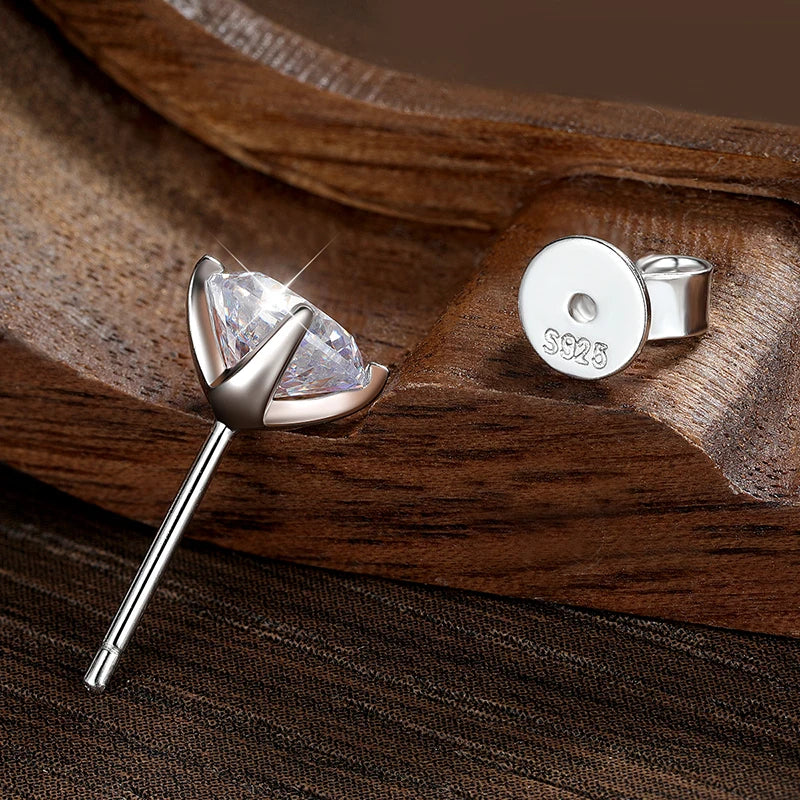 Moissanite Stud Earrings – GRA-Certified 4-Prong, 925 Sterling Silver