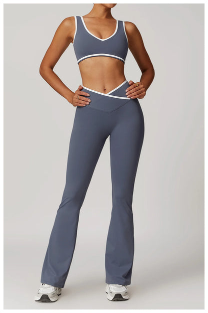 Yoga Workout Set – High Waist Leggings & Sports Bra Outfit | Breathable Fitness Sportswear