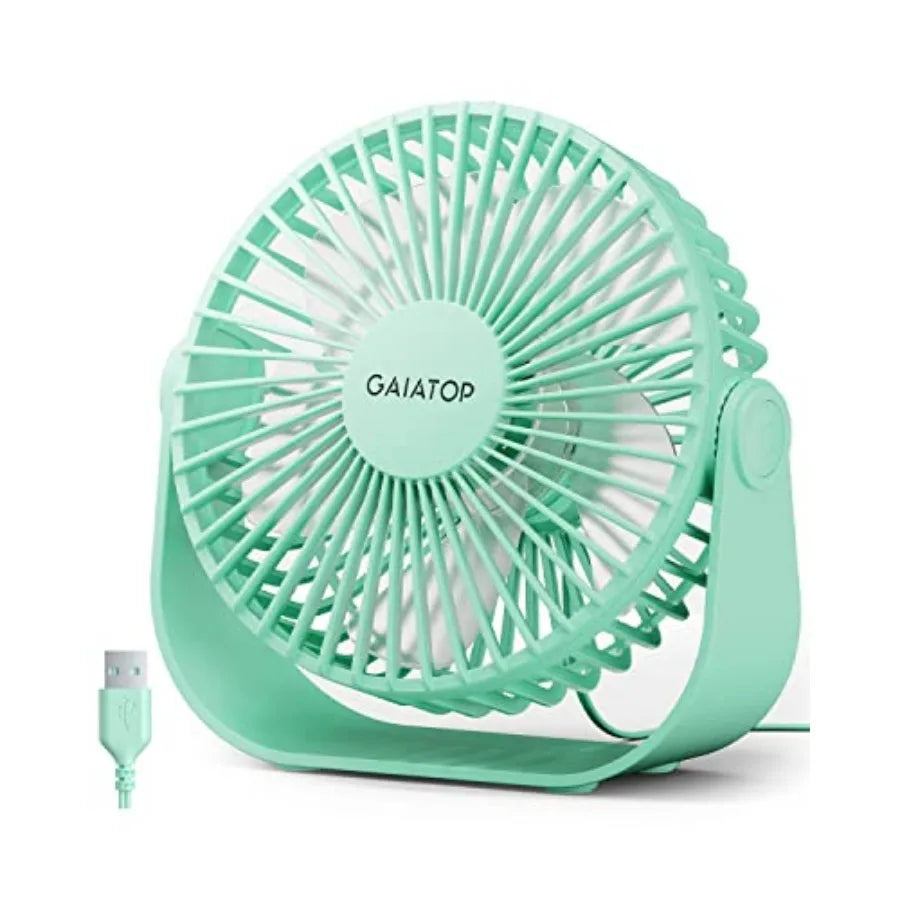 USB Desk Fan, 3 Speeds Strong Airflow, 5.5 Inch Portable 90° Rotate Quiet Cooling, Small Personal Table Fans for Bedroom Home O