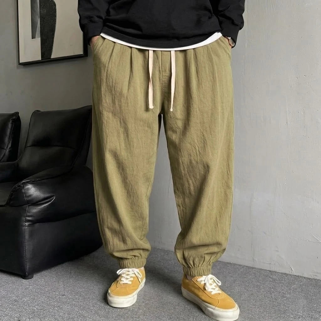 Men's Korean Streetwear Joggers Casual Harem Sport Pants Loose Fit Sweatpants Breathable Drawstring Hiking Trousers for Men