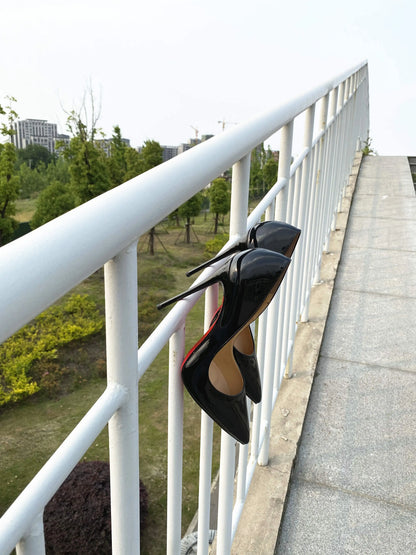 New Shallow Classic Patent Leather 12cm Fashionable and Versatile Work High Heels Nude 10cm Thin Heel Plus Size 33-46