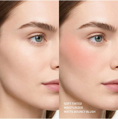New Matte Blush Cream to Powder Cushiony Bouncy Texture Long Lasting Natural Flush Brightens Face Complexion Woman Makeup