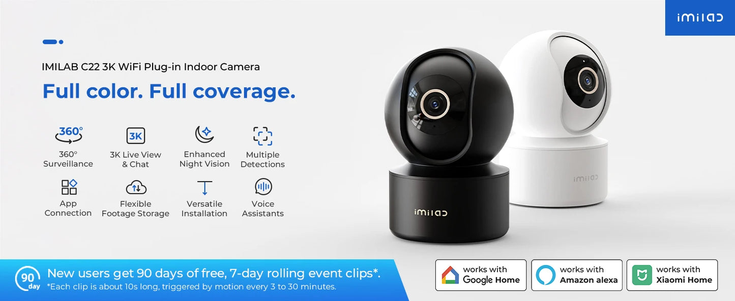 IMILAB WiFi 6 Indoor Baby Monitor Camera with AI Detection Night Vision 2-Way Audio 360° PTZ for Child Safety C21/C22