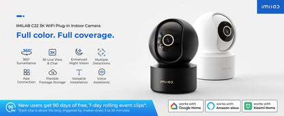 IMILAB WiFi 6 Indoor Baby Monitor Camera with AI Detection Night Vision 2-Way Audio 360° PTZ for Child Safety C21/C22