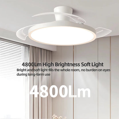 Silent Ceiling Fan Light for Bedroom Decorative Lighting Lamp Air Invisible Blade Retractable Smart Ceiling Fan with Light