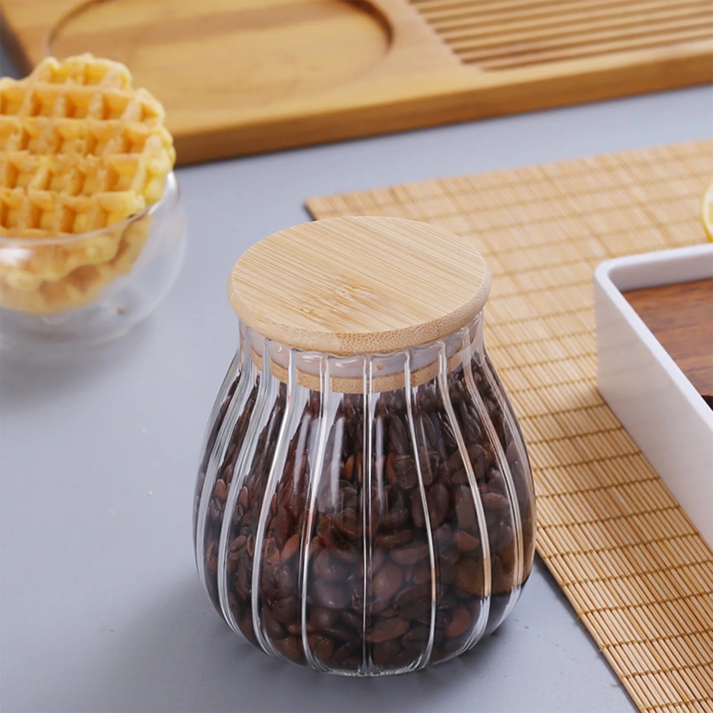 Airtight Glass Food Storage Jar - Sealed Kitchen Canister for Sugar Tea Coffee - ZOOMNSTORE
