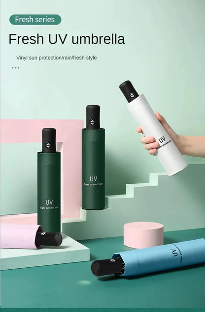 1pc Mini Folding Automatic Umbrella Portable Windproof Light Children Parasol Umbrella Anti UV Rain Sun Umbrella