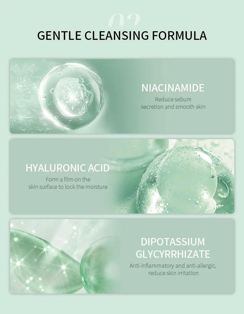 LAIKOU Centella Soothing Facial Cleanser Amino Acid BlackHead Remove Oil-Control Moisturizing Soften Face Skin Care Products