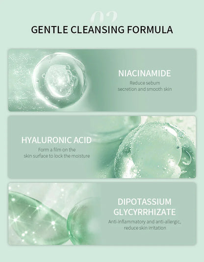 LAIKOU Centella Soothing Facial Cleanser Amino Acid BlackHead Remove Oil-Control Moisturizing Soften Face Skin Care Products