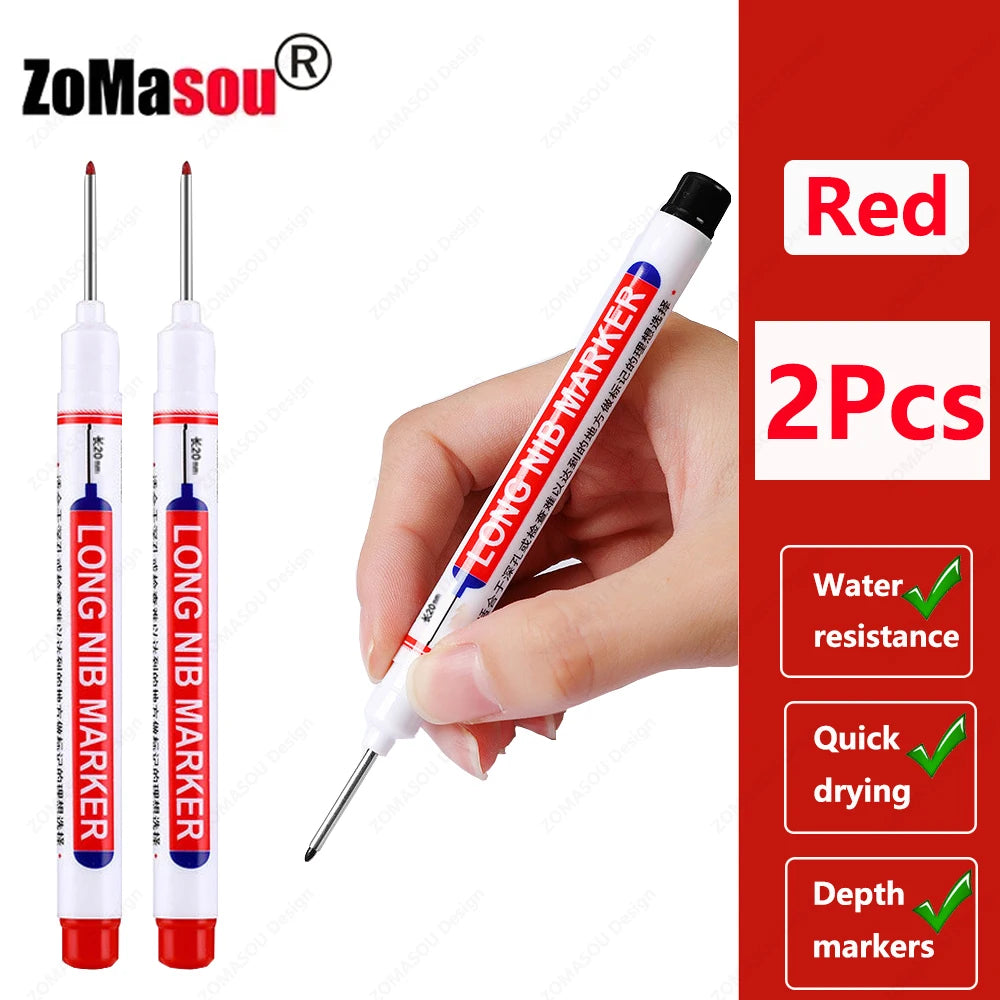 Waterproof Long Head Marker Pen for Deep Holes - 2cm 1-100 Pcs RedBlackBlueGreen Ink - Ideal for Metal  Woodworking