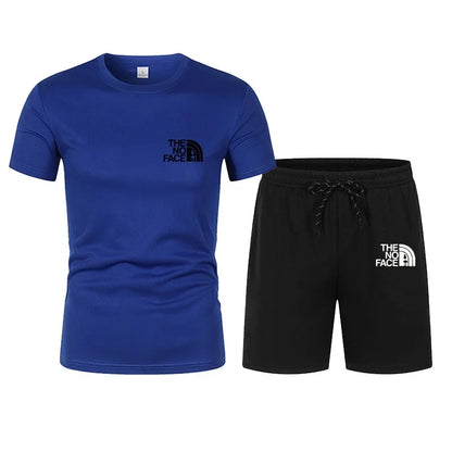 2026 Summer Fashion Trend Casual Sports Two-piece Set Trendy Men's Short Sleeved T-shirt+shorts Set