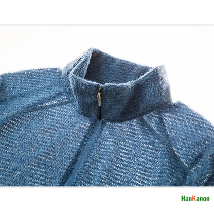Men's Half-Zip Stand Collar Sweatshirt, Versatile Air Fleece Base Layer for Outdoor Camping, Hiking, Cycling