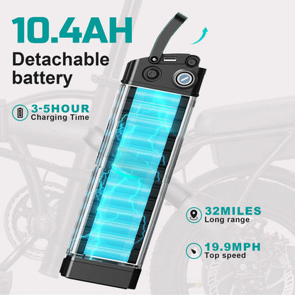 Adult Electric Bike,560W Motor,20MPH,48V Removable Battery,14inch Folding Electric Bike,Maximum 32 Miles,1Year Warranty Ebike