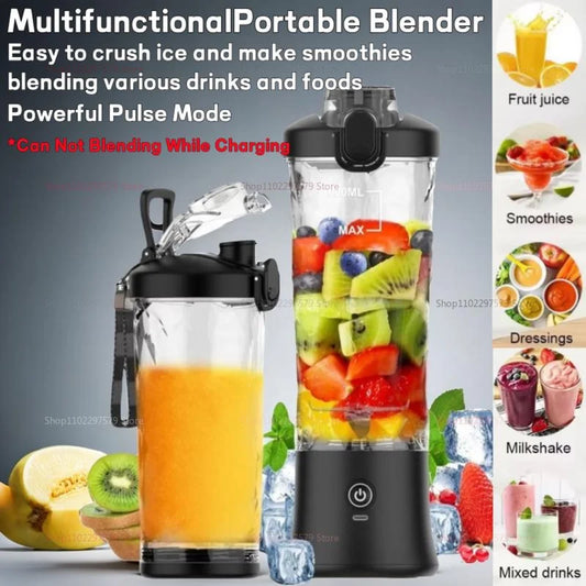 Portable Electric Juicer - USB Rechargeable Mini Blender with Strong Motor