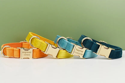 Velvet adjustable dog CollarLeash，Gold dog Collar and leash set，Dog Collar Leash and harness set strong large dog