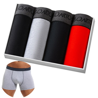 Mens Cotton Boxer Shorts - 4-Pack Underwear Set Soft and Comfortable