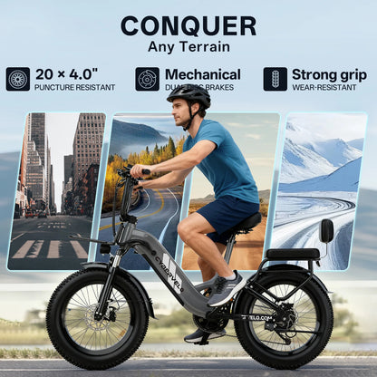 Cybervelo 20" Step-Thru Commuter, 1500W Peak 20ah Battery 80 Miles Long Range E-bike, 7-Speed Shift Adult Electric Bike EK12 EK8