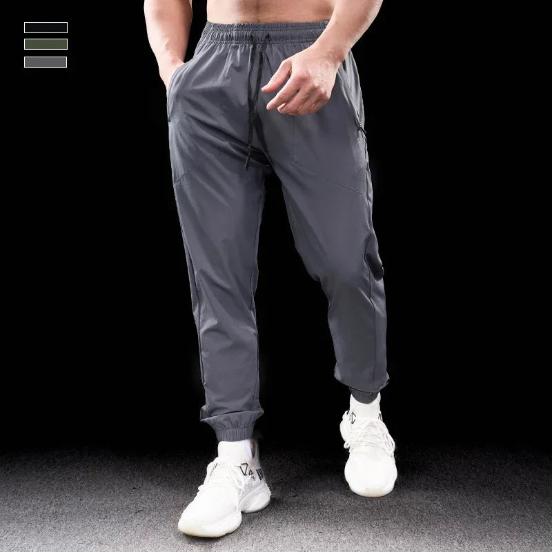 Men Running Trousers - Loose Fit Sports Fitness Pants With Elastic Waist Band