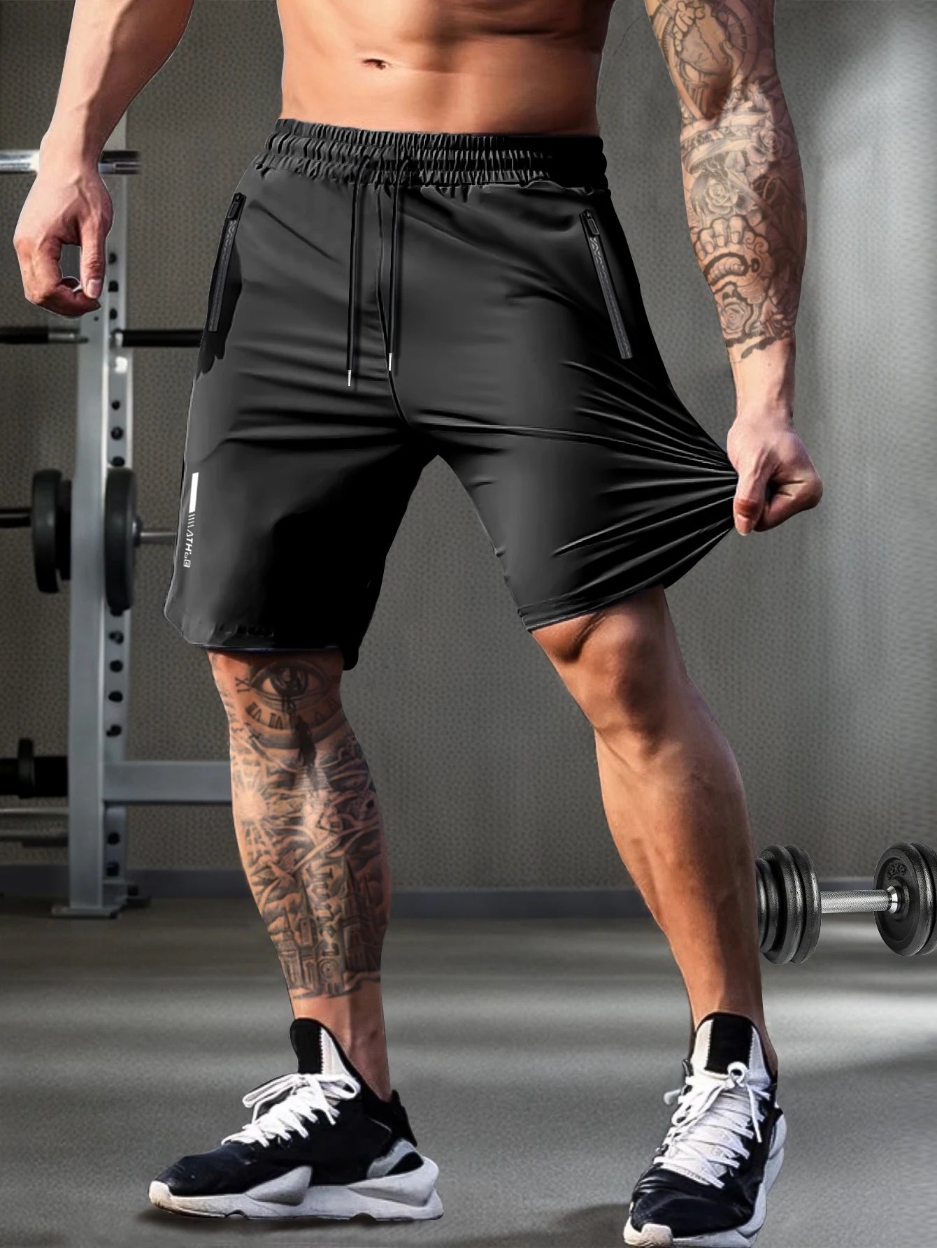 Men's Casual Shorts - Elastic Waist Zipper Pocket Quick Dry Running Shorts for Men