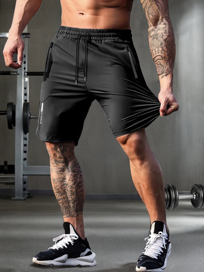 Men's Casual Shorts - Elastic Waist Zipper Pocket Quick Dry Running Shorts for Men