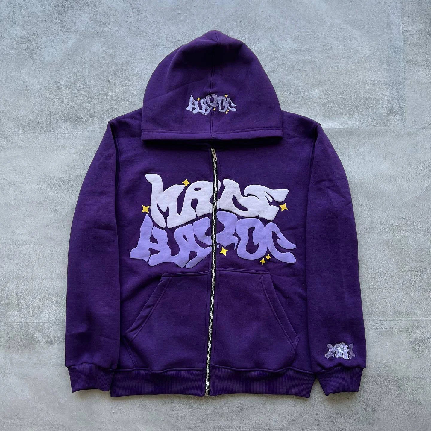 New Harajuku Fashion Gothic Letter Printed Casual Hoodie Zipper Hoodie Street Shirt Sportswear Fashion Men's and Women's Jacket
