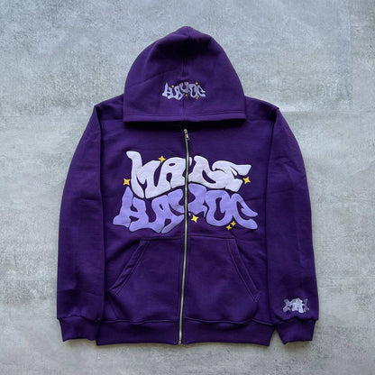 New Harajuku Fashion Gothic Letter Printed Casual Hoodie Zipper Hoodie Street Shirt Sportswear Fashion Men's and Women's Jacket