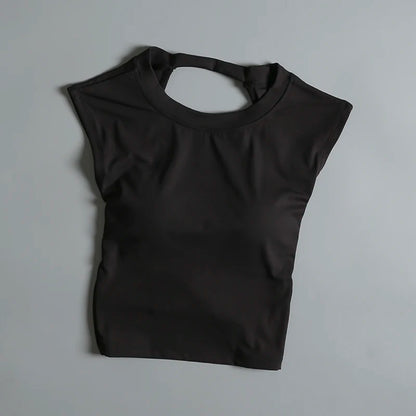 Backless Sports T-Shirt – Women's Slimming Yoga Top With Quick Dry Vest