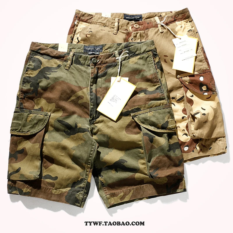 Sand Desert Jungle Camouflage Pattern Shorts for Men Summer Retro American Cotton Half Pants Youth Male Casual Straight Workwear