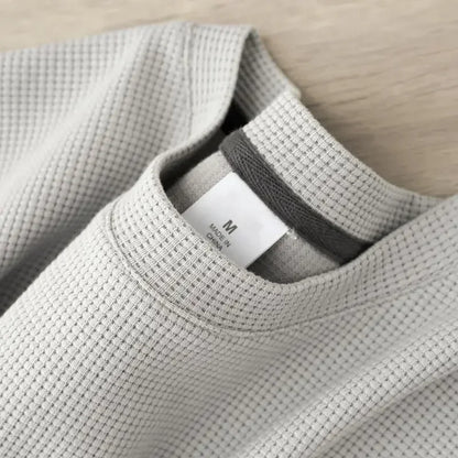 Men's Waffle-Knit T-Shirt – Breathable Round-Neck Casual Top