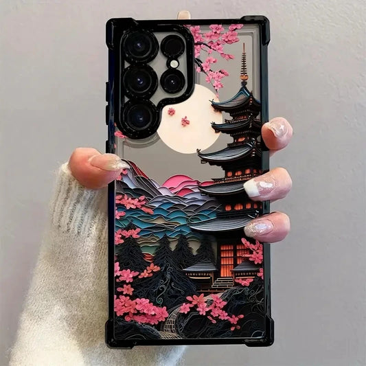 Japanese-Style Ancient House Airbag Phone Case for Samsung Galaxy S26 S25 S24 Ultra S23 S22 Plus S21FE A56 A55 A54 A53 A35 Cover