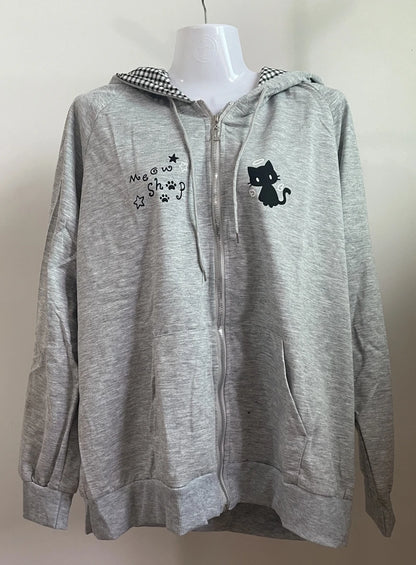 Zipper Hoodie Gothic Cartoon Kawaii Cat Ear Y2k Jacket Zip Up Thin Coat Spring Autumn Cute Core 2000s Clothes Fall Sweatshirts