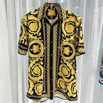 2025 Spring and Summer New Fashion Digital Printing Men's Short Sleeve Shirt High Quality Comfortable Lightweight Fabric
