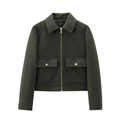 Women's Zipper Jacket - Casual Long Sleeve Coat With Pocket | Lightweight Winter Outerwear