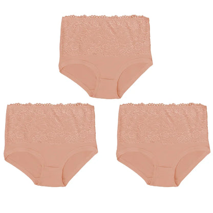 3Pcs Women's Panties Lace Triangle Panties Woman High Waist Plus Fat Plus Size Soft Comfortable and Breathable Female Underwear