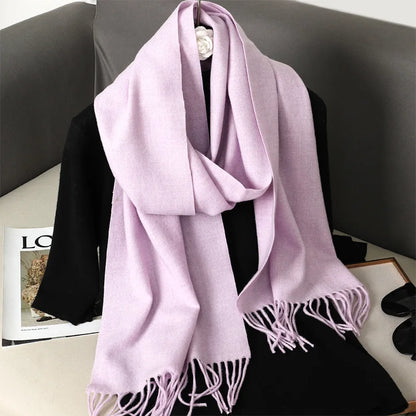 62-Color Cashmere Winter Scarf - Warm Thicken Pashmina Shawl with Tassels