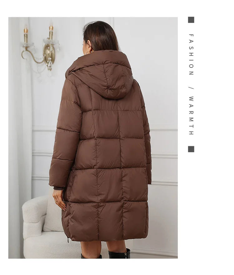 Women Long Coat – Thick Cotton Parka Jacket With Zipper Closure, Autumn Winter Warm Outerwear
