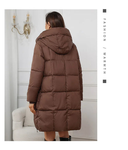 Women Long Coat – Thick Cotton Parka Jacket With Zipper Closure, Autumn Winter Warm Outerwear