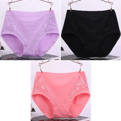 Plus Size Women's Lace Cotton Briefs 5XL 6XL Sexy Comfortable Panties for Full Figure Mature Ladies Soft Breathable Underwear