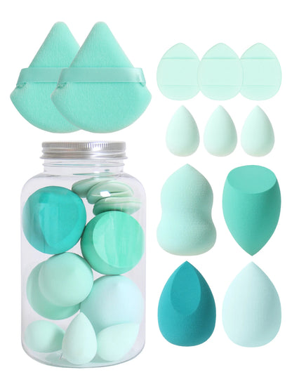 Makeup Sponge Set – 12 Piece Latex Free Sponges with Storage Jar for Wet Dry Use